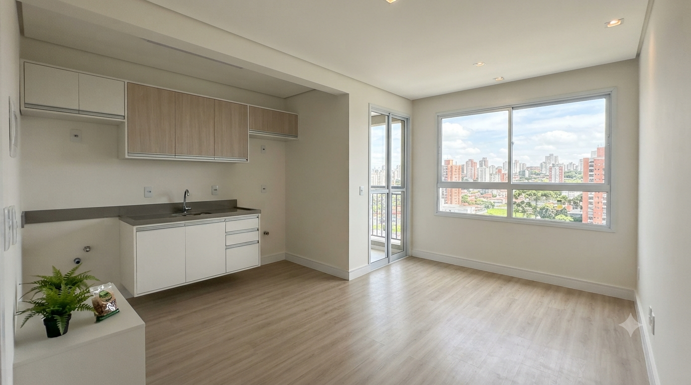 Apartamento compacto decorado em Curitiba pronto para locação